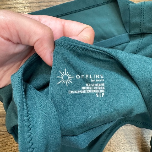 Aerie Real Me Longline Sports Bra Tops Small Black and Green - Picture 5 of 5